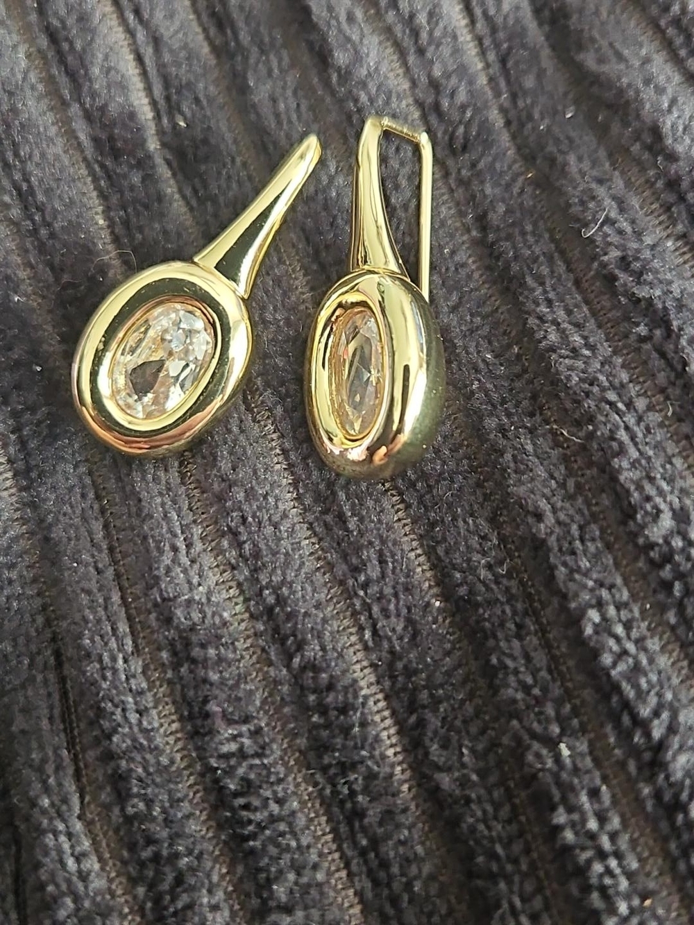 Gold-Tone Oval Crystal Drop Earrings - Women Jewelry